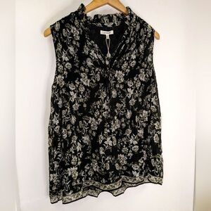 Max Studio's Sleeveless Tie Neck Sheer Pleated New with Tags Blouse